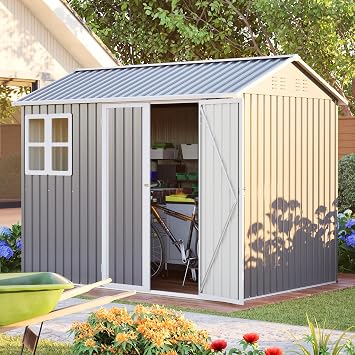 12x10 FT Metal Shed for Outdoor Storage, Garden Tool Shed with