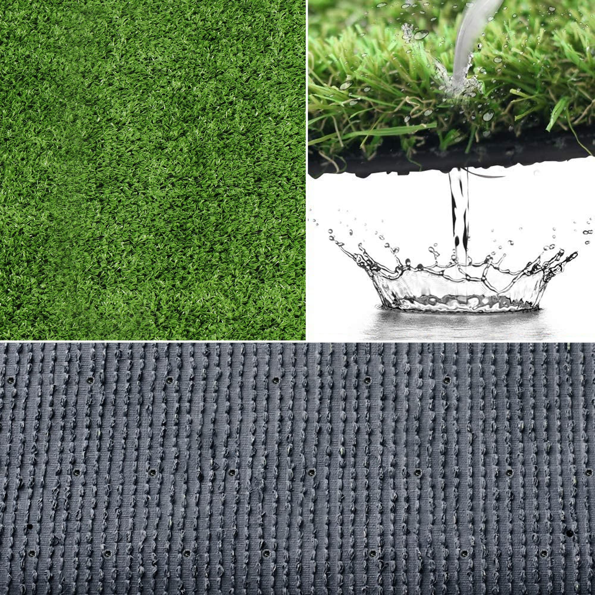 SPRINGOS Erba Sintetica 1x3 m Tappeto per Giardino Balcone Terrazzo Verde Resistente ai UV Facile da Pulire Tappeto Esterno per Decorazione e Pavimentazione - 4