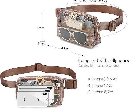 Miniatura 4 de Riñonera transparente aprobada por estadios para mujeres y hombres con correa ajustable, bolsa cruzada transparente para conciertos, deportes,