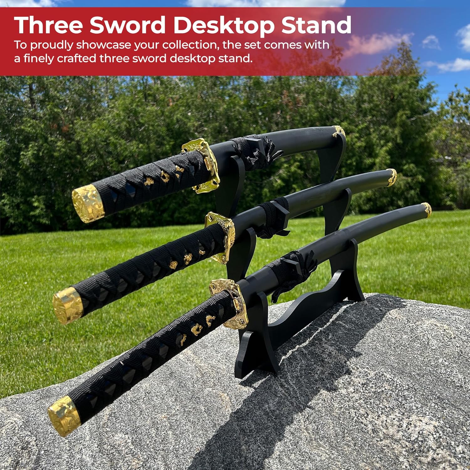 MedievalDepot Anime - Dragon Katana Sword Set and Ornate Scabbards | Samurai Sword Set with Intricate Dragon Designs