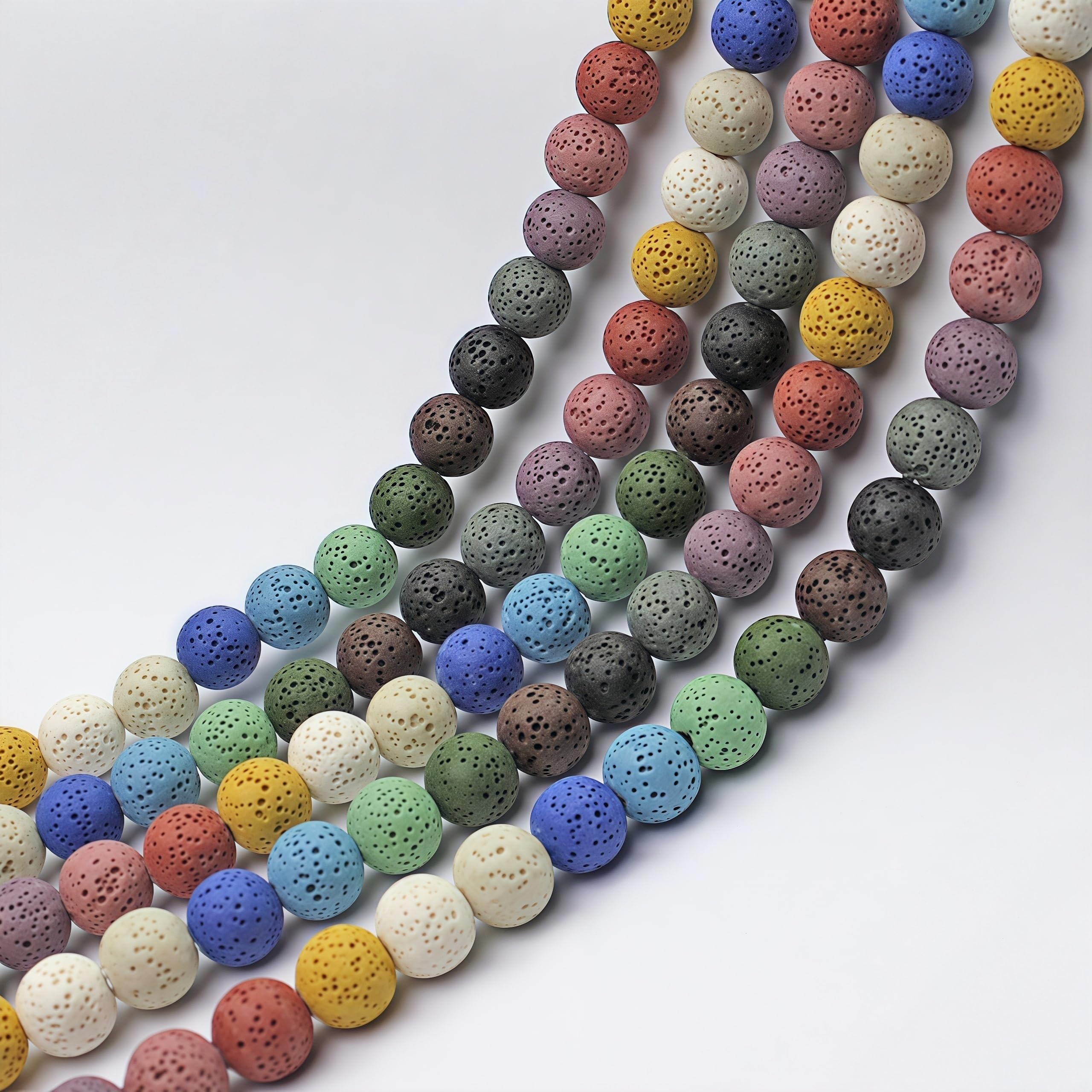 MJDCB 8mm 43 piezas Cuentas de Piedra Difusor de Aceites Esenciales Lava Multicolor Redondas Sueltas Piedras Semipreciosas Naturales para Hacer Joyas Pulseras Collares — view 7