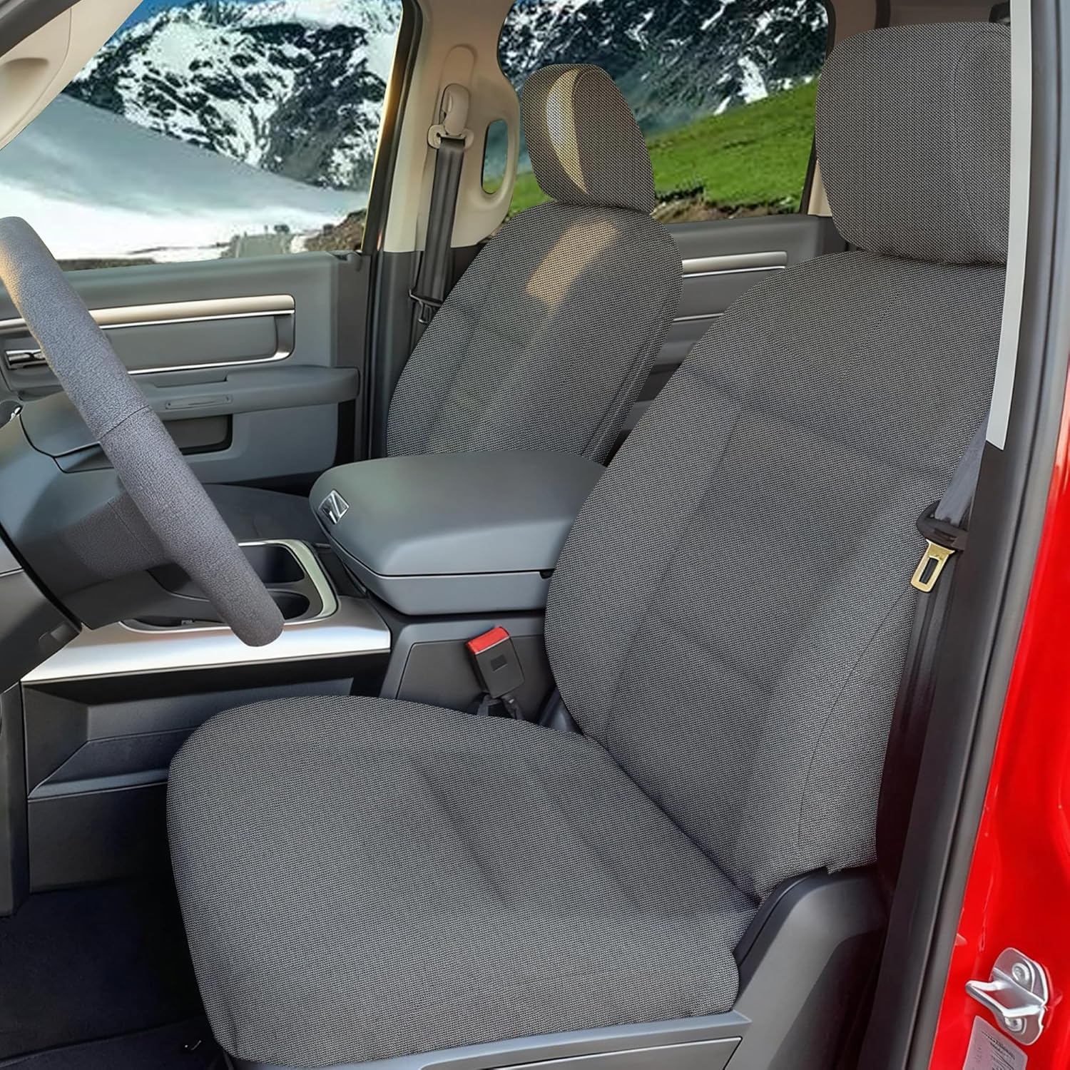 Custom-Fit Seat Covers for Dodge Ram 2500 2019 2020 2021 2022 2023 2024 Front Foam Padded Covers Easy to Clean and Maintain - Gray