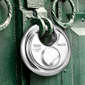 Yale Valor Series Disc Padlock | SS304 Body with Chrome Finish | Size 70mm | 4 Keys (Pack of 1)