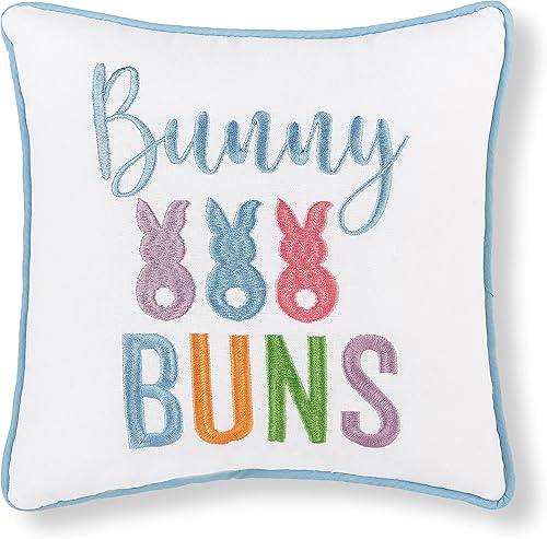 C&F Home Bunny Buns - Fundas de almohada bordadas de 10 x 10 pulgadas, fundas decorativas de primavera y Pascua para sofá y cama, 10 x 10 pulgadas,