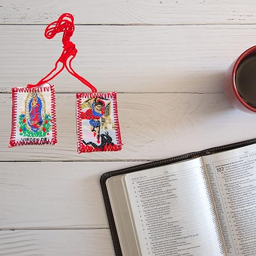 Miniatura 7 de Escapularios católicos a granel con San Miguel y Nuestra Señora de Guadalupe, collar de oración religiosa para hombres y mujeres, multicolor,