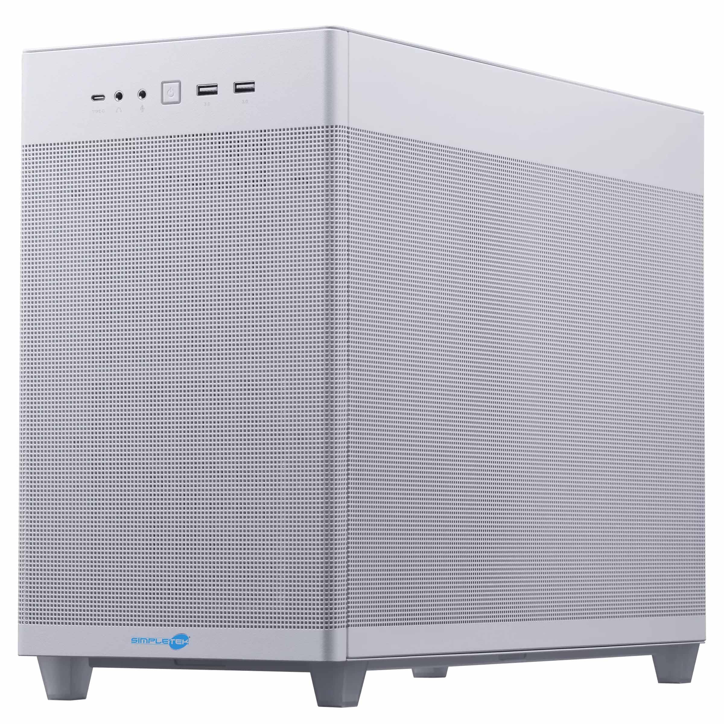 SIMPLETEK - Case PC Bianco Mesh Micro-ATX mini-ITX | 3x 3.5" - 1x 2.5" - USB 3.2 | Slot alimentatore ATX (non incluso)