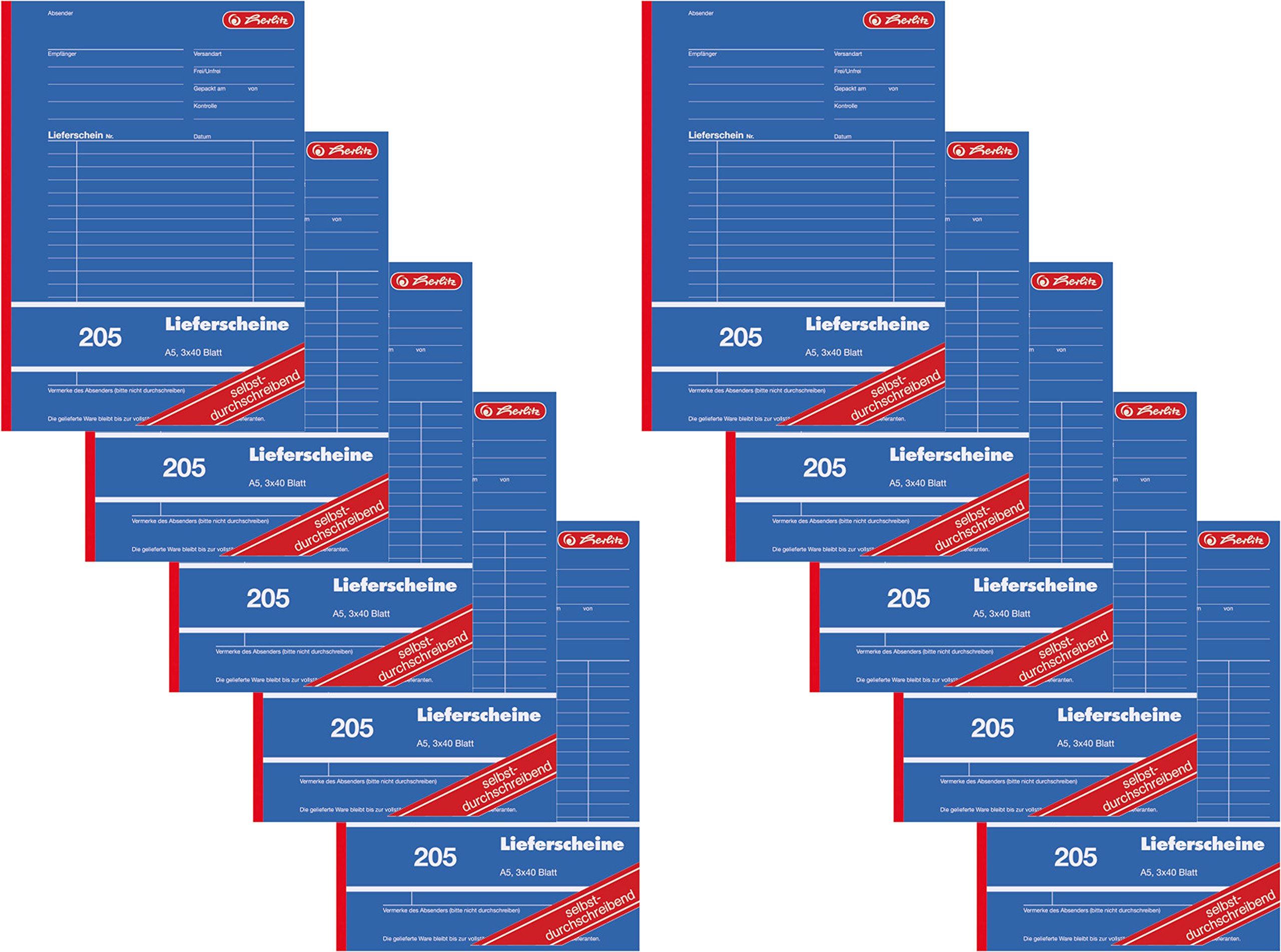 Herlitz 883546 Lieferschein-Buch A5 205 3x40 Blatt, selbstdurchschreibend (10 Stück, DIN A5)