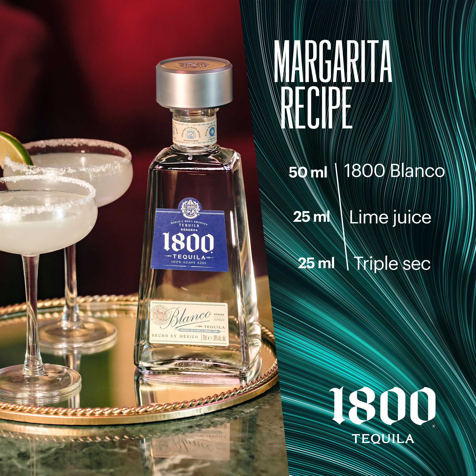 1800 Reposado Tequila 38% vol. 0,7l Packung mit 2 100% blaue Weber-Agave
