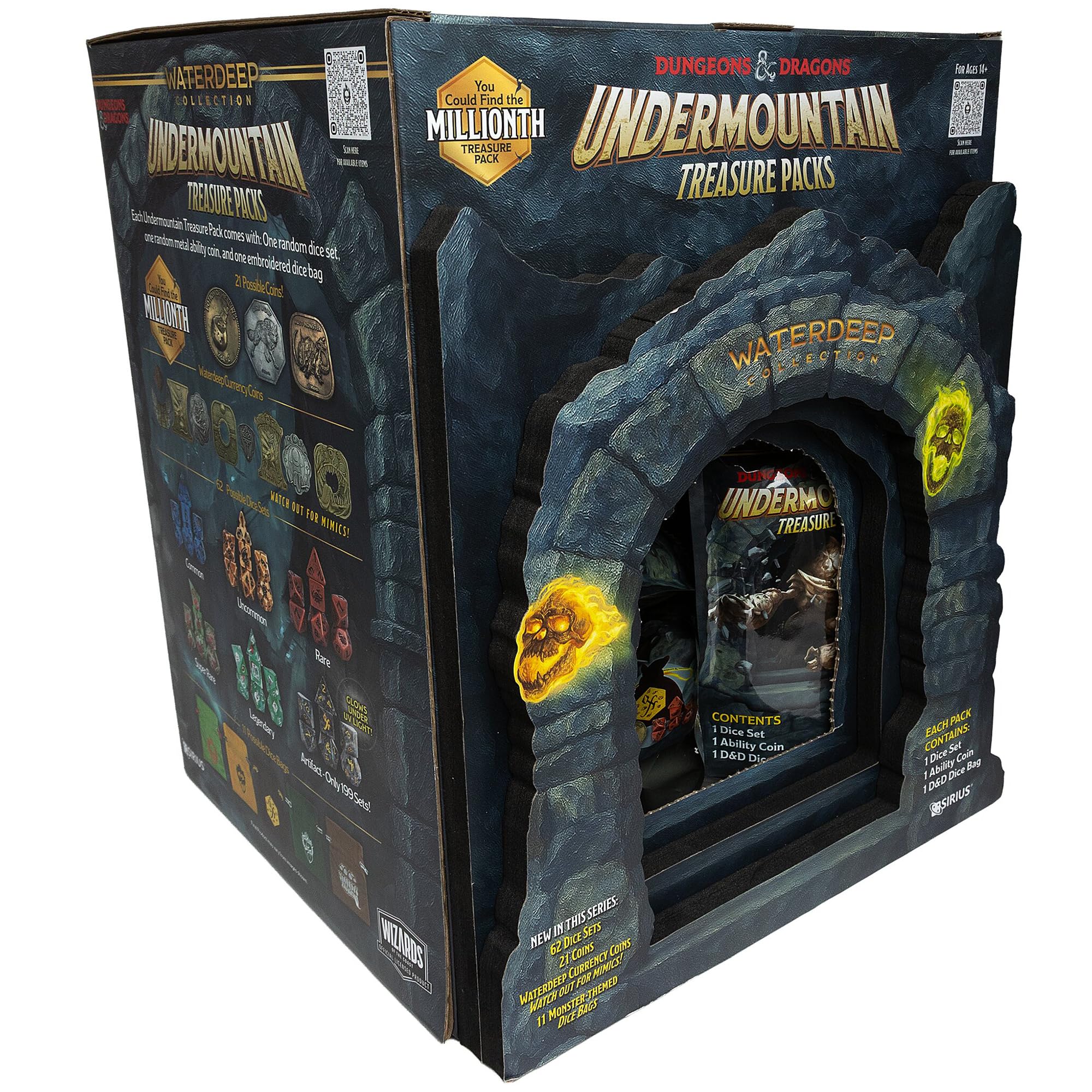 Dungeons & Dragons: Undermountain Treasure Packs - Display (25pk) - Dice Set, Metal Coin, Embroidered Bag, Randomly Assorted, D&D Waterdeep Collection