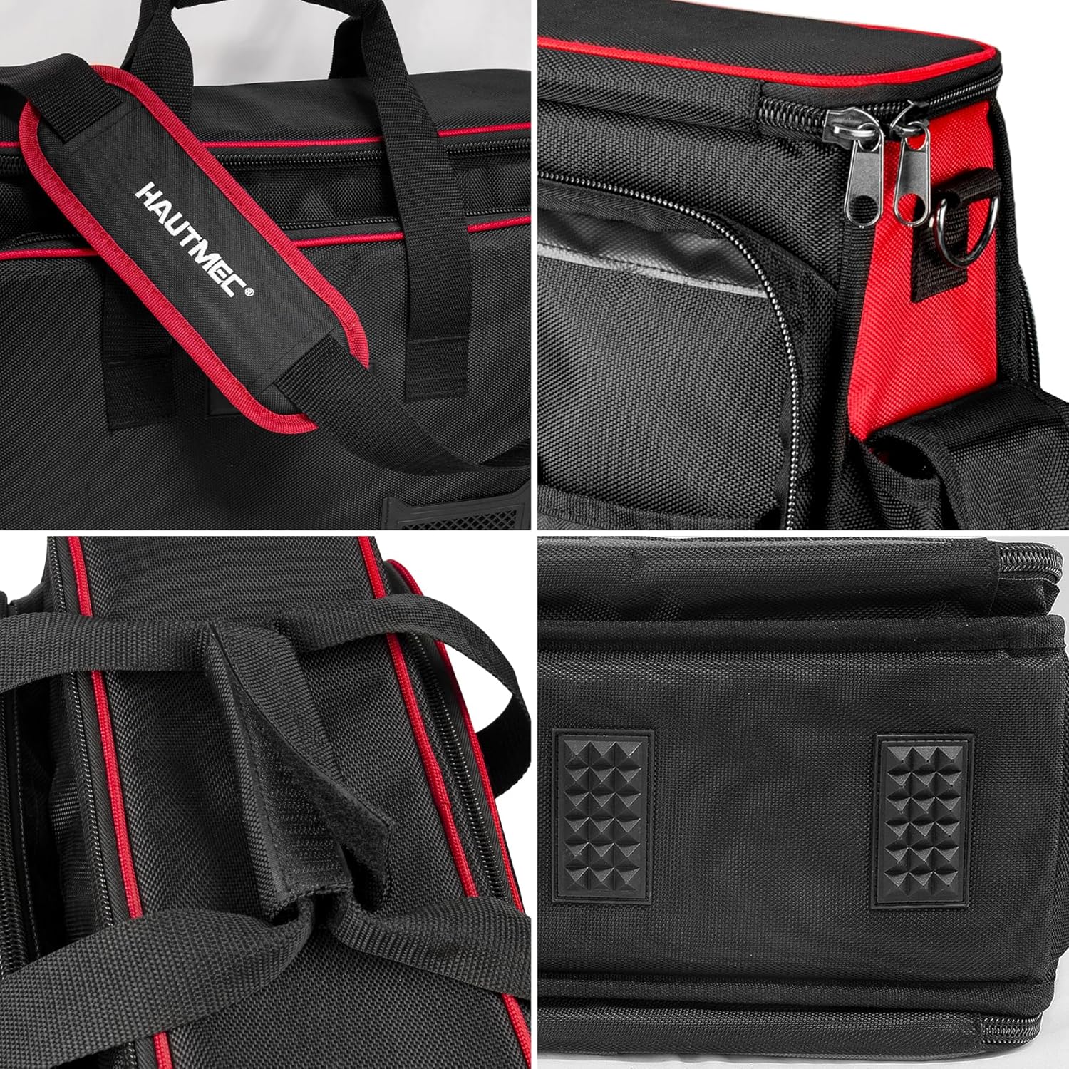 HAUTMEC Heavy-Duty Technician Tool Bag, 42-Pocket 1680D Tool Tote with Laptop Compartment, Water-Resistant Hard Base, Padded Shoulder Strap for Electricians, HVAC, IT & Maintenance – HT0408