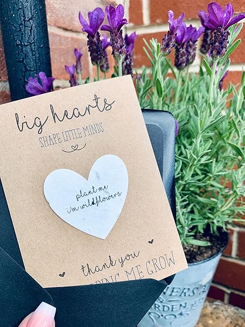 The Little Gem Company - Handmade Card & Gift - Seed Heart to Grow Wildflowers - Teacher/Childminder