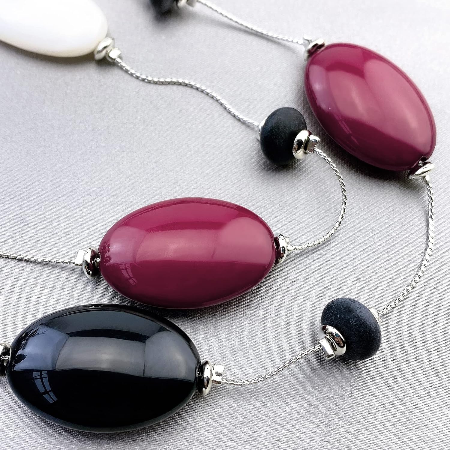 Firstmeet 2 Layer Statement red and black Beads Long Necklace
