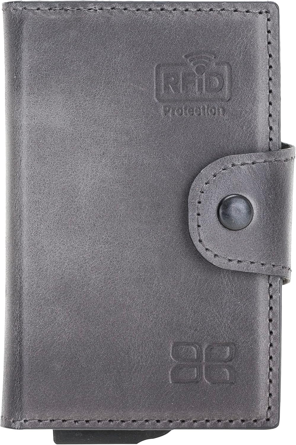 Genuine Leather Pop-Up Card Holder Wallet, ID Window, Detachable Mini Wallet Part, Premium Leather Quality, Card Slots, Card Slots, 100% Genuine Leather (Tiguan Grey)