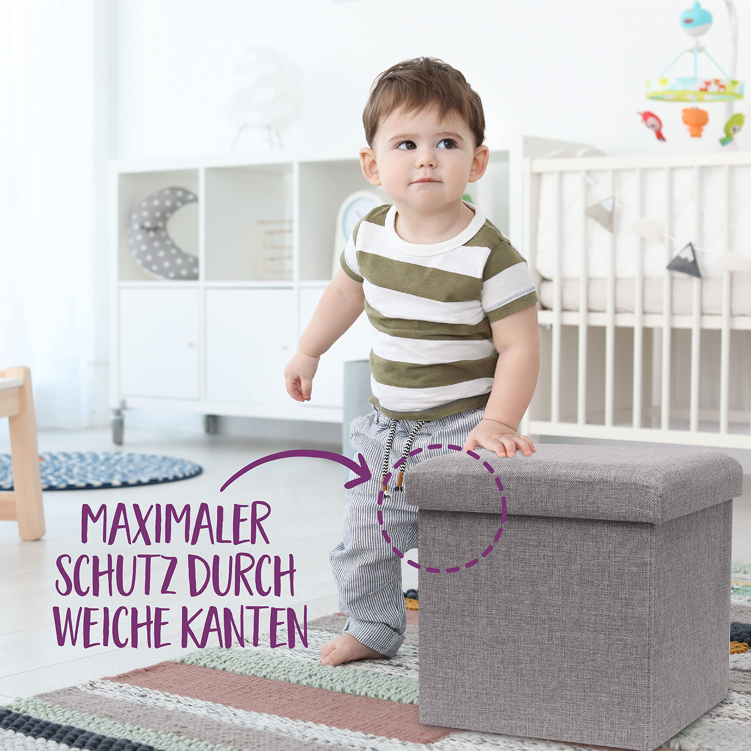 ️ Pouf contenitore e sgabello blu per bambini di alta qualità (30x30x30cm) | perfetto per camera dei bambini| sgabello pieghevole