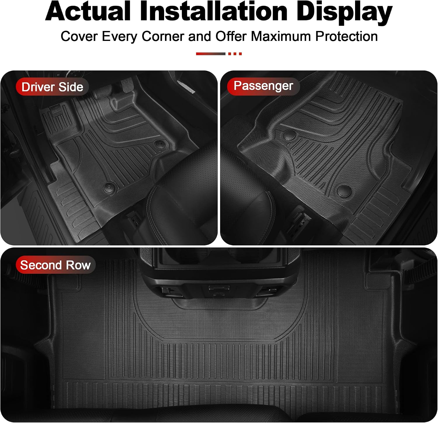 IKABEVEM Floor Mats & Seat Covers Fit for 2015-2026 Ford F150 / F-150 Lightning SuperCrew Cab (Only Fit Without Rear Under-Seat Fold Flat Storage)
