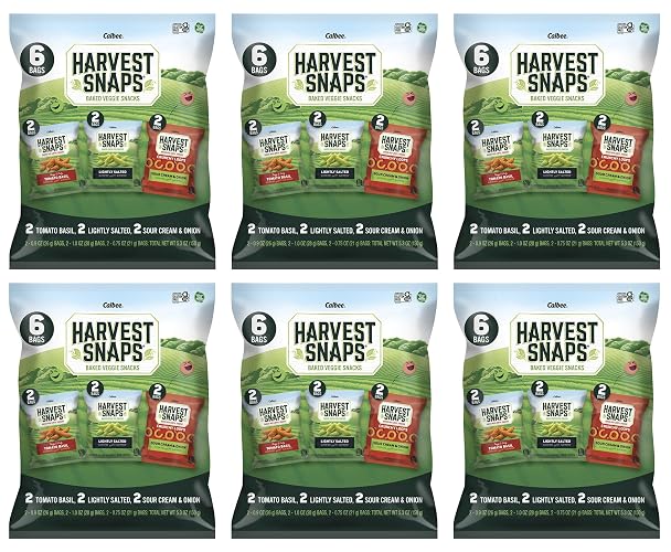Harvest Snaps Veggie Chips (Mixed Multi-Packs) | Tomato Basil, Lightly Salted, Sour Cream & Onion | Powered by Plant Protein, Gluten Free Baked Vegetable Crisps | Made in USA | 36 Snack Packs