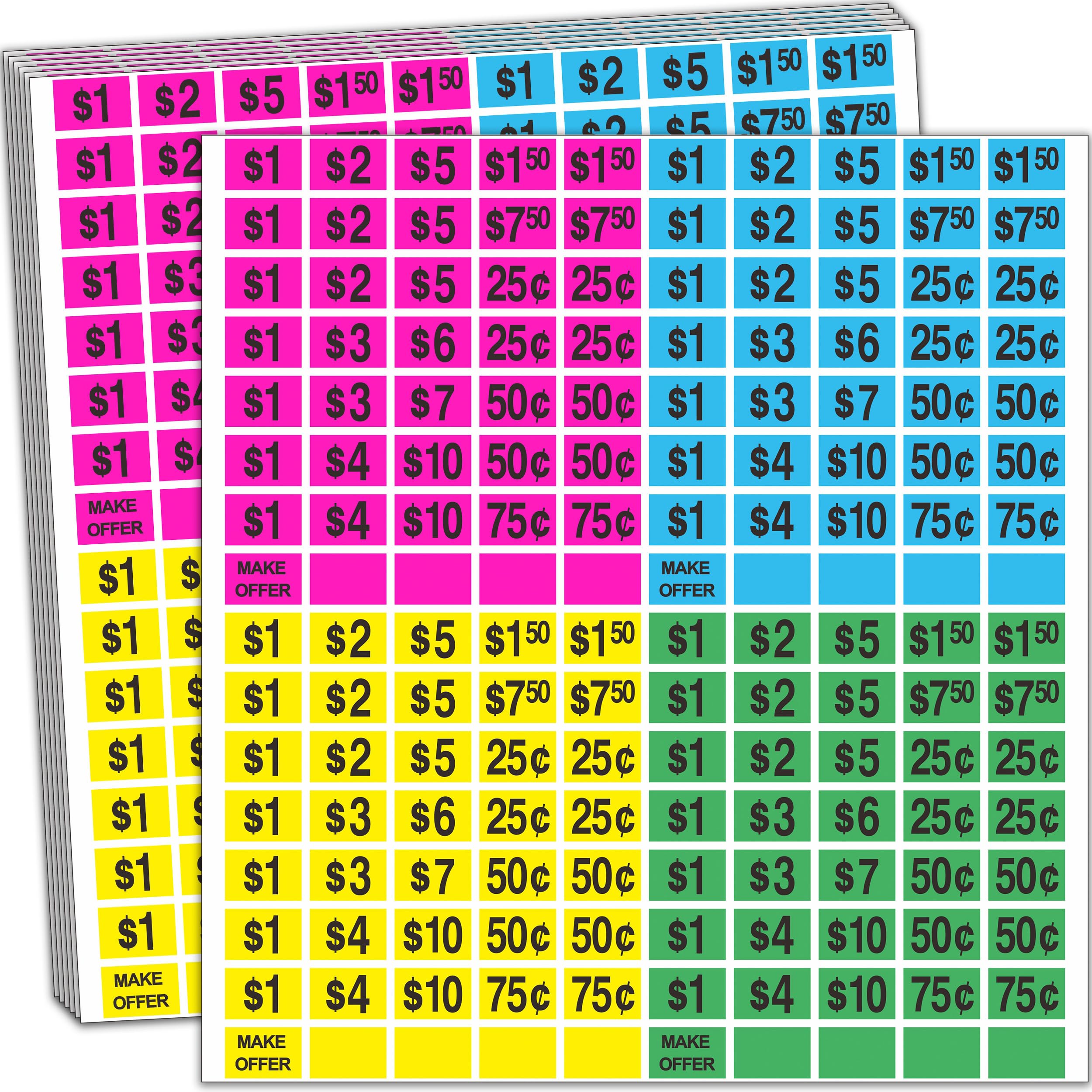 2240 Pcs Garage Sale Stickers 1/2" X 3/4" Yard Sale Price Sticker Rectangle Pre-Printed Labels Price Tags for Marketing Supplies