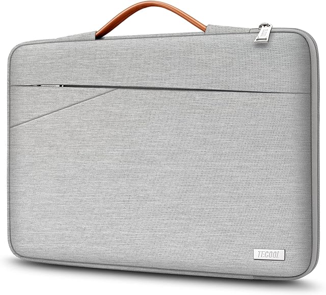 TECOOL 14 Inch Laptop Sleeve Protective Case Cover with Handle and Pockets for 14 Inch HP Lenovo Dell Acer Chromebook Notebook Shockproof Water-resistant Computer Carry Bag, Grey