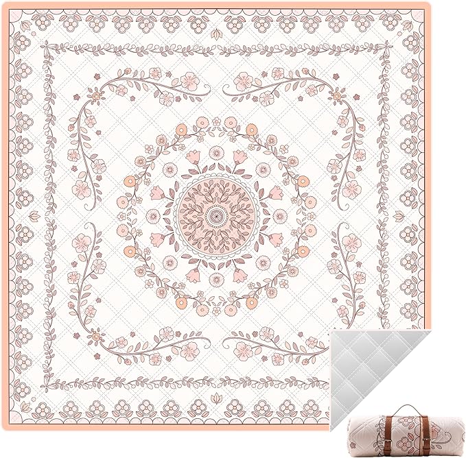 Boho Picnic Blanket, 79" x 79" Extra Large Outdoor Picnic Mat