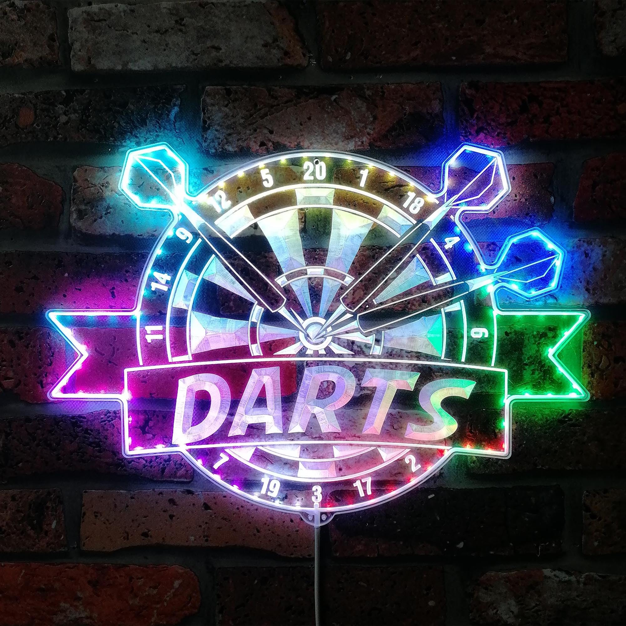 ADVPRO Darts Bar Cafe Pub Game Room RGB Dynamic Glam LED Sign - Cut-to-Edge Shape - Smart 3D Wall Decoration - Multicolor Dynamic Signage st06s43-fnd-i0299-c