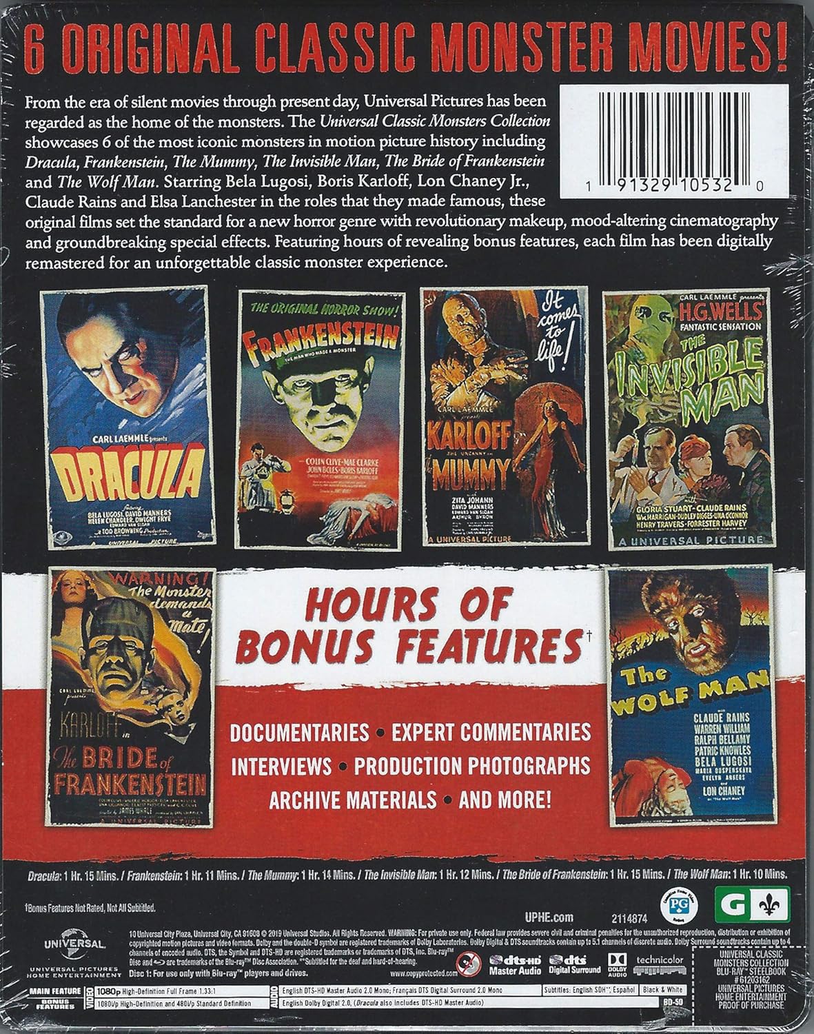 Universal Classic Monsters - 6 Movie Collection Limited Edition Steelbook (Blu-ray)