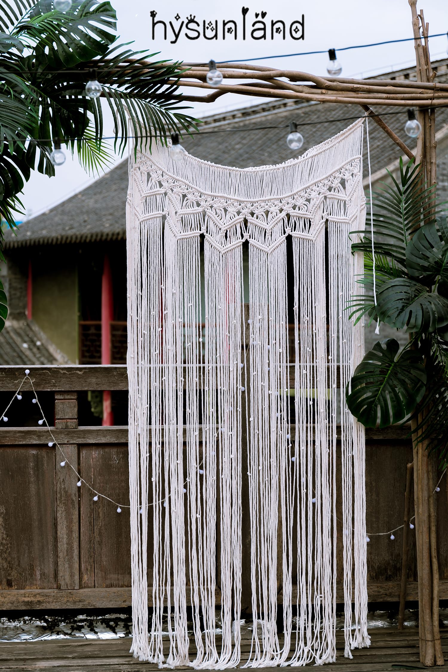 Rideau en macramé pour Porte, Panneau de fenêtre bohème, Toile de Fond pour Mariage, fête prénatale, 95,2 cm de Large x 208,3 cm de Long