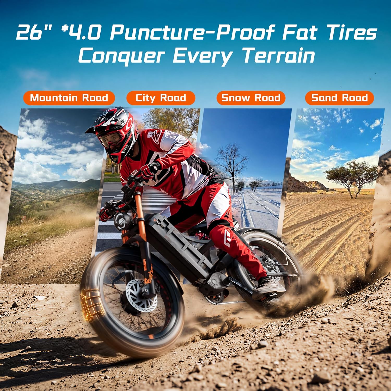 eAhora 2026 Romeo Pro3/2 50/46Mph Ebike 5600/4000W Dual Motor 200+Miles Electric Bike for Adults, 52V/70Ah 60V/80Ah Long Range 26 * 4.0" Fat Tire Full Suspension Electric Mountain Bike