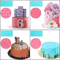 Vista 5 de Kurtzy Juego de 4 moldes de plástico para glaseado de chocolate con fondant, diseño de ladrillo, madera, adoquines y piedras, juego de moldes