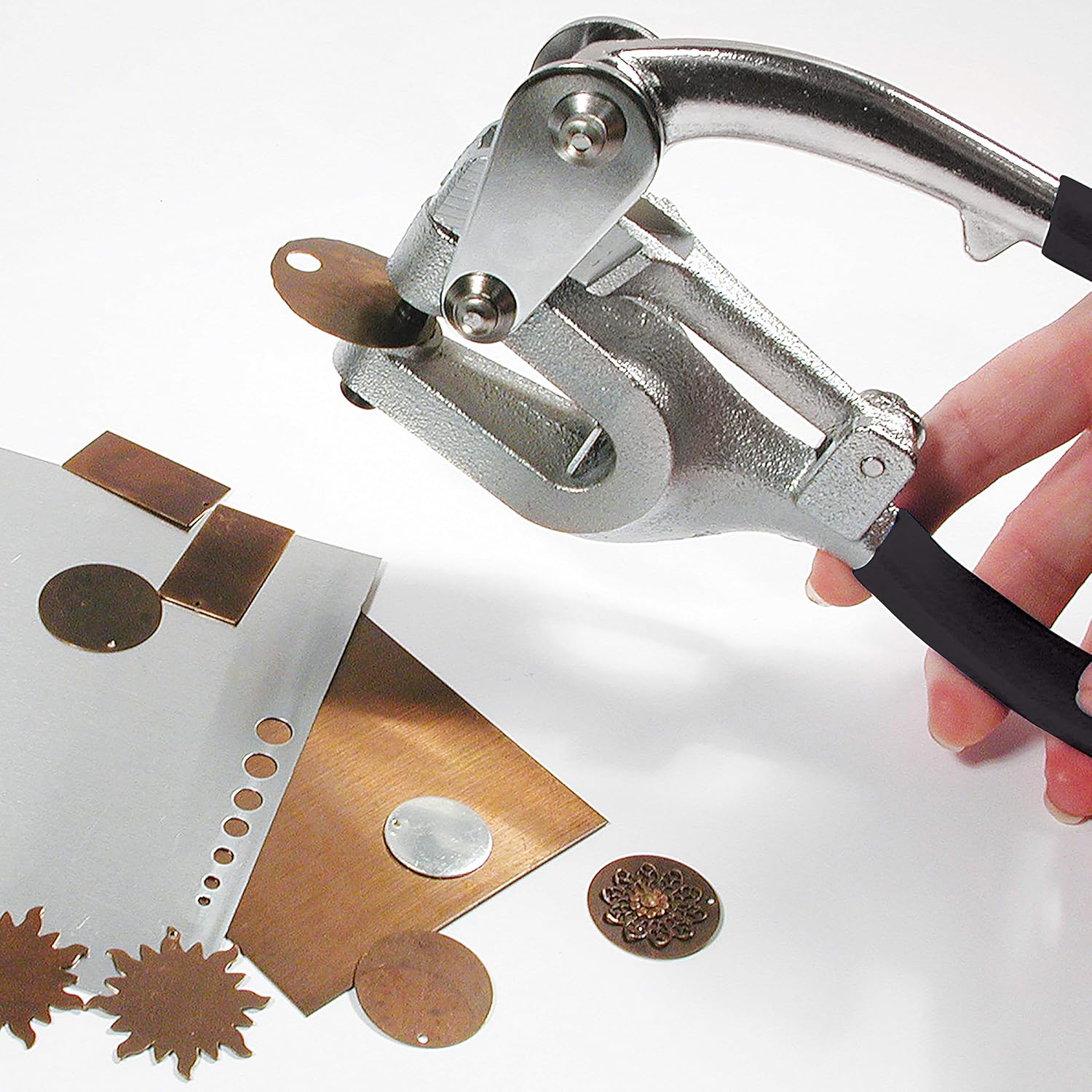The Beadsmith Mighty Punch- Hole Punch Set, Includes 7 Punches and 7 Dies in Assorted Sizes, Plus a Heavy Duty Storage Case, Puncher Cuts Through Various Materials up to 16 gauge in Thickness and Less