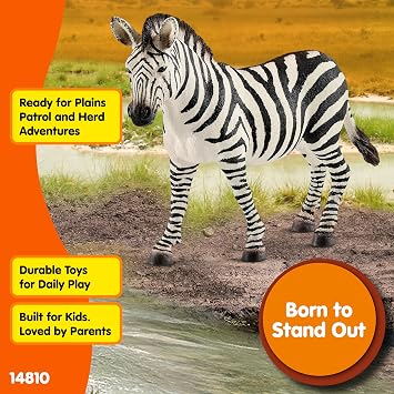 Schleich 14810 Zebra, Female,Black | Hand-Painted, Educational Playtime, African Savannah