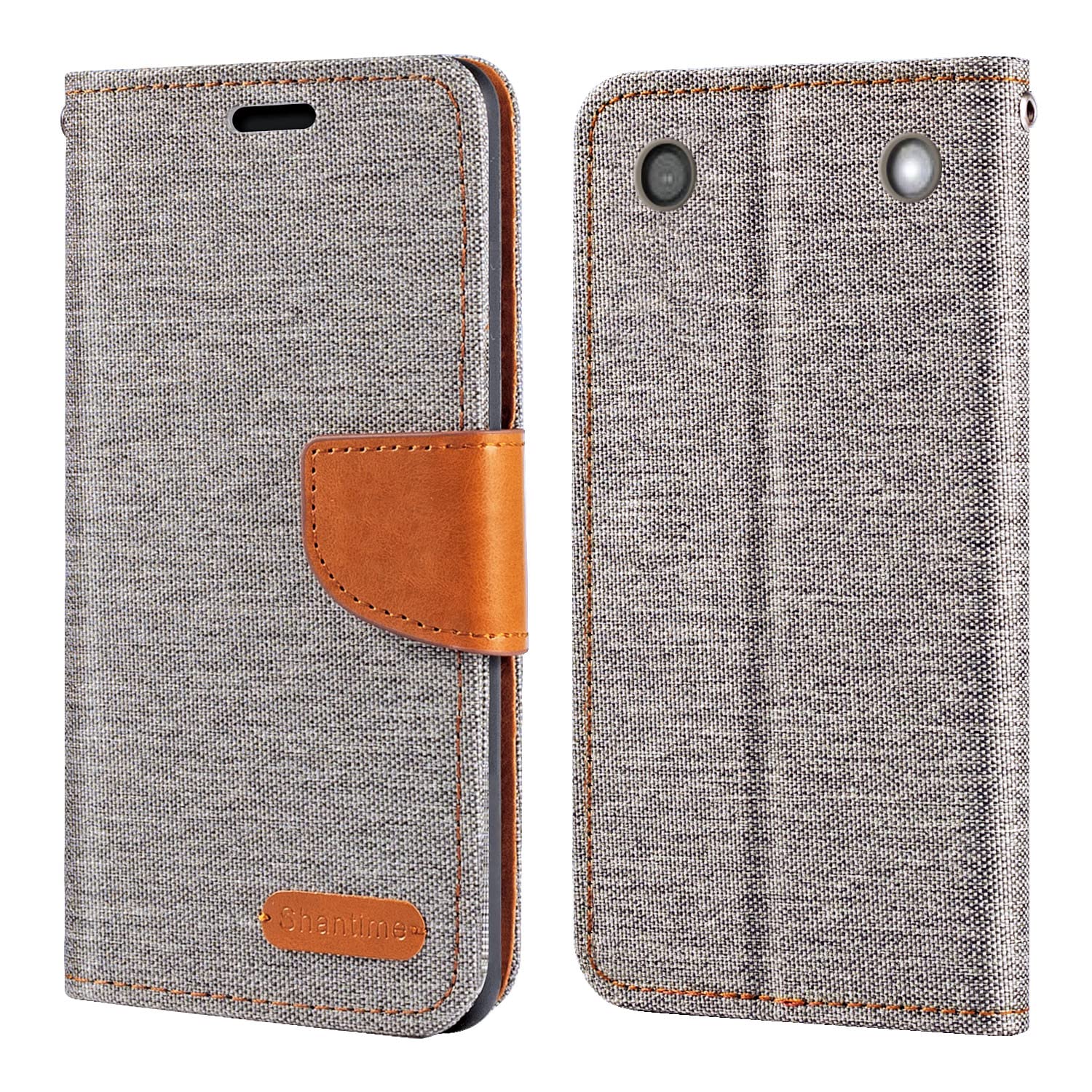 for BlackBerry 9320 Curve Case, Oxford Leather Wallet Case with Soft TPU Back Cover Magnet Flip Case for BlackBerry 9320 Curve (2.44”) Grey