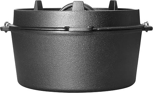 Miniatura 7 de EDGING CASTING Horno holandés para acampar de hierro fundido pre-sazonado, 6QT al aire libre para acampar al aire libre con trípode de tapa