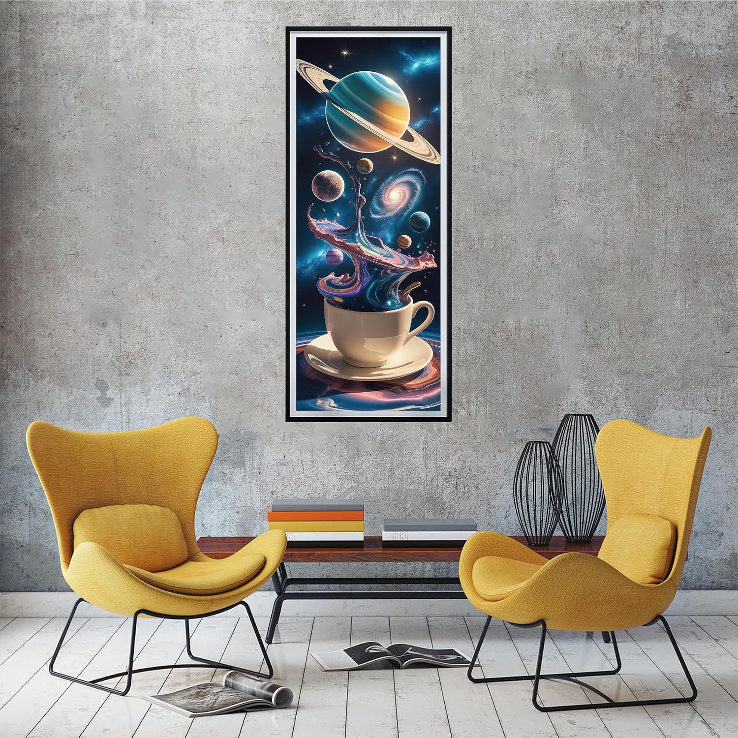 SKRYUIE 5D Large Diamond Painting Kits Planet - DIY Diamond Art Kits for Adults Teacup, Full Round Drill - Crystal Embroidery Cross Stitch - Craft for Wall & Office Decor - 12x30 inch / 30x80 cm B13 image 3