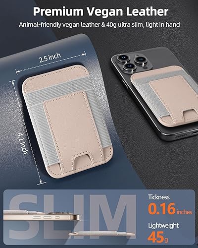 Miniatura 48 de ExtreLife Magsafe Wallet, cartera magnética más fuerte para iPhone 17/16/15/14/13/12, para tarjetero Magsafe con 2 ranuras para tarjetas, bloqueo