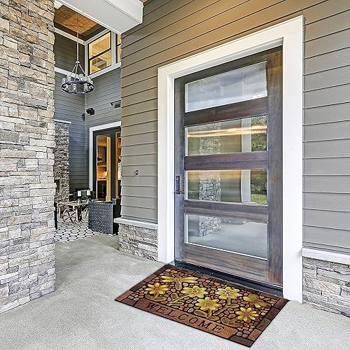 Miniatura 2 de Tapete de bienvenida duradero para interiores y exteriores, 17 x 30 pulgadas, tapete de goma antideslizante resistente para puerta delantera,