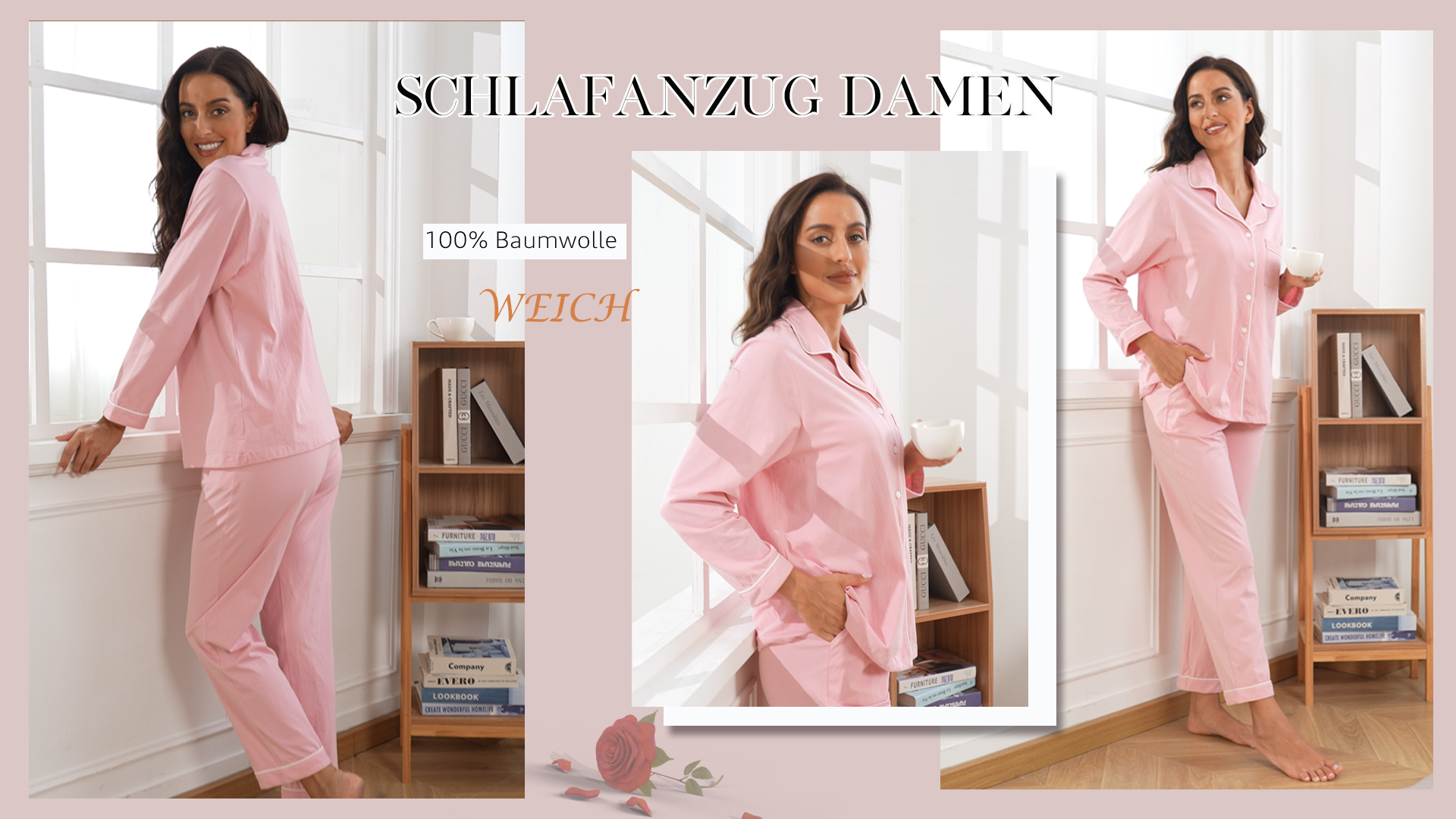 Set Pigiama Donna 2 Pezzi: Camicia A Maniche Lunghe Con Bottoni + Pantaloni Lunghi Invernali, Tinta Unita, Morbido E Traspirante