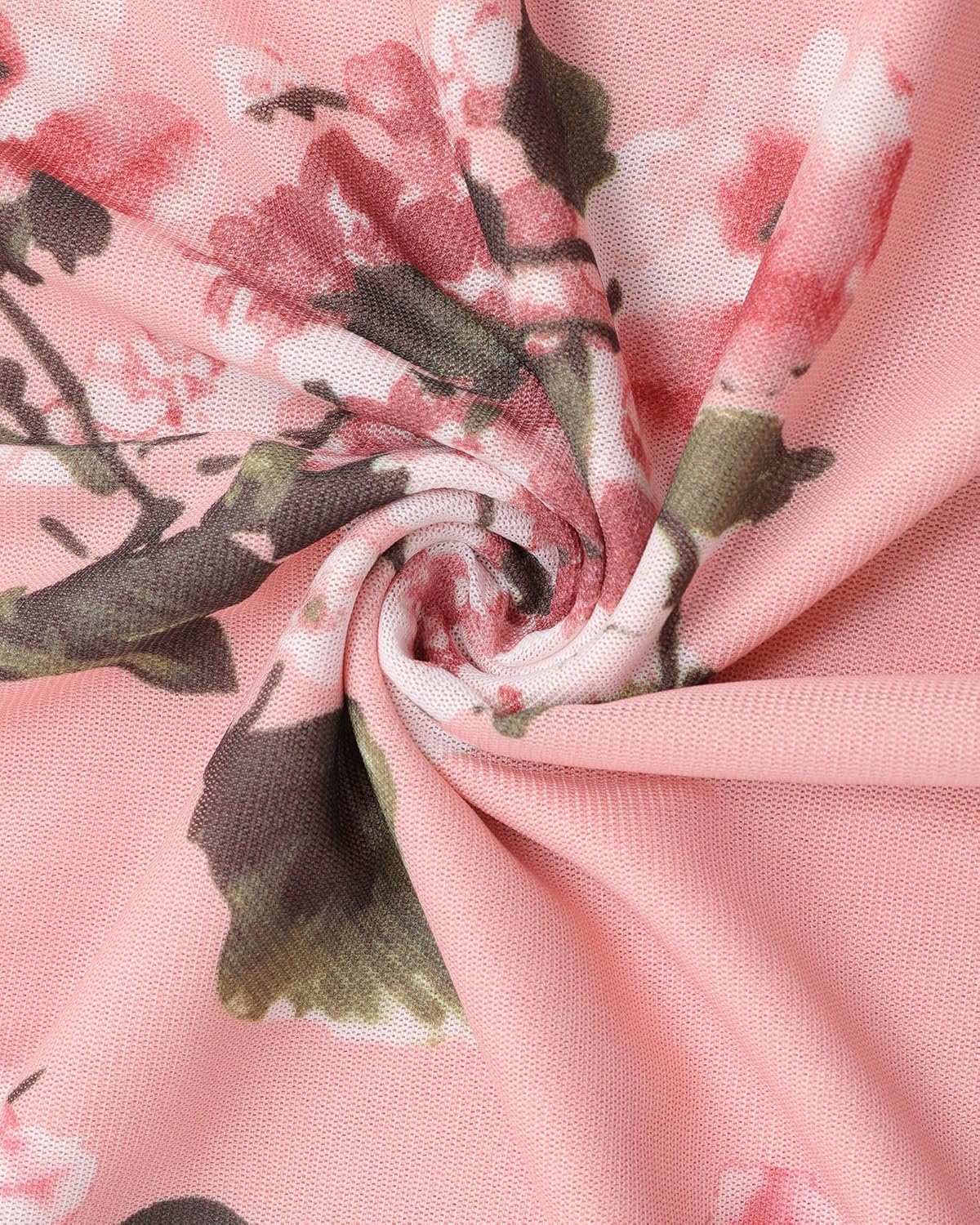 Furnex Women's Short Sleeve Tunic Shirt Pleated Mesh Blouses Summer Floral Tops - Image 4