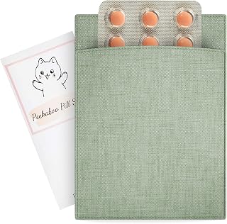 HIGHERHUMAN Peekaboo Pill Sleeve Cute Birth Control Case Soft Cotton Fabric Privacy Cover for Your Birth Control Pill Case Pouch for 4' x 3' Packets (Sage Green)