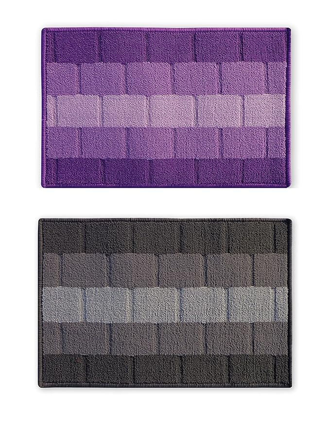 Status Polypropylene Door Mat (Pack of 2) - 58 cm x 38 cm (Purple Grey)