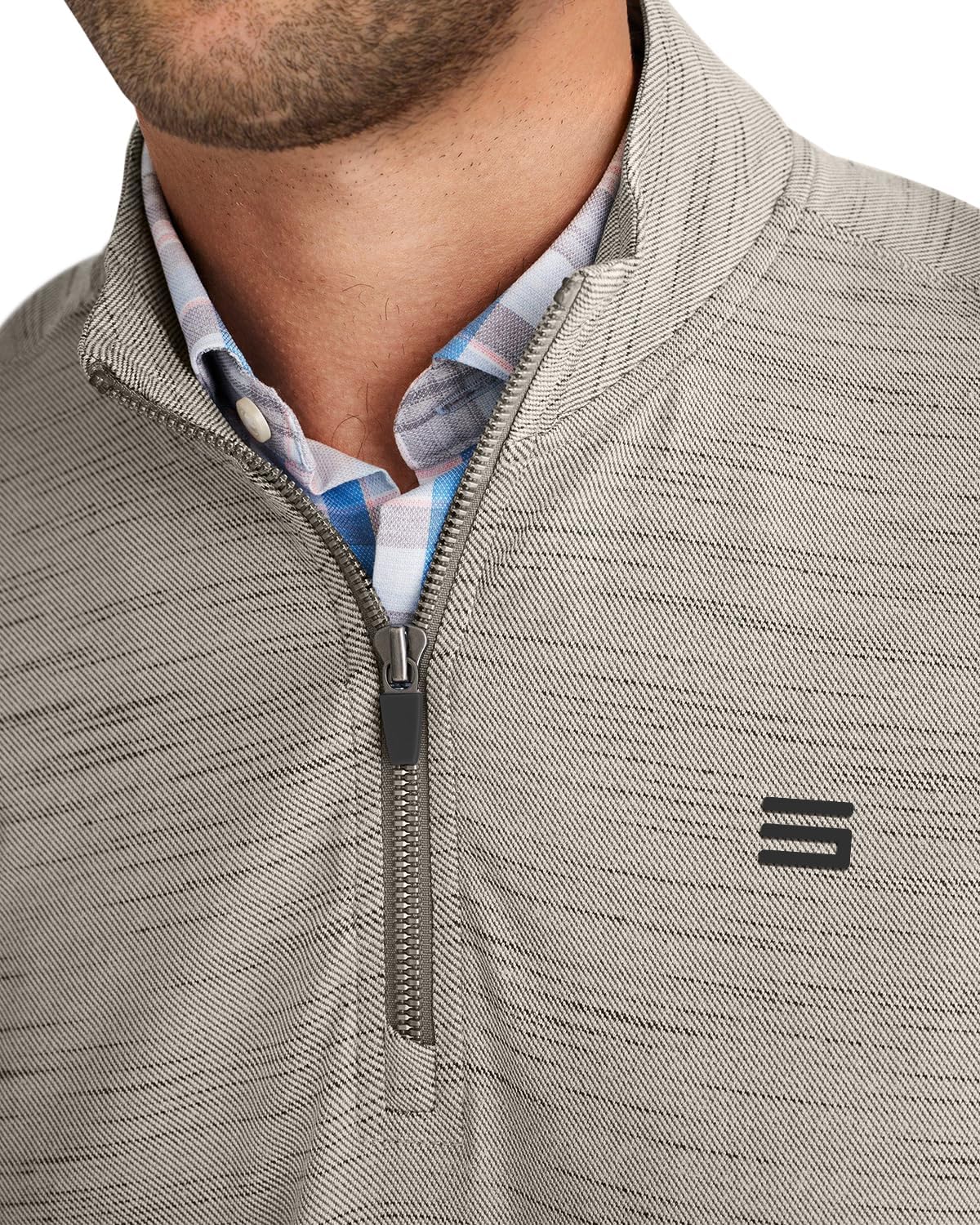 Three Sixty Six Men's Quarter Zip Pullover - 1/4 Zip Heathered Sweater - Golf Pullover