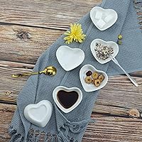 Vista 6 de Plato de cerámica multiusos en forma de corazón para condimentos, platos de sushi para aperitivos (juego de 4)
