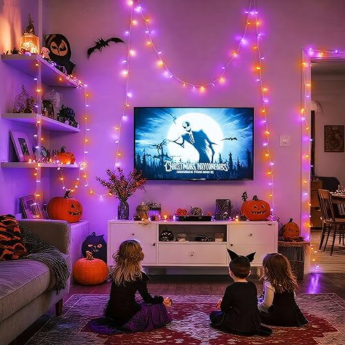 Miniatura 6 de JMEXSUSS Cadena de luces naranjas y moradas de 500 LED