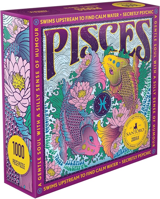 Santoro Zodiax - 1000 Piece Jigsaw Puzzle - Pisces - Fun Birthday Gift For Kids, Adults | Astrology Gifts for Women and Men | Zodiac Horoscope Puzzle