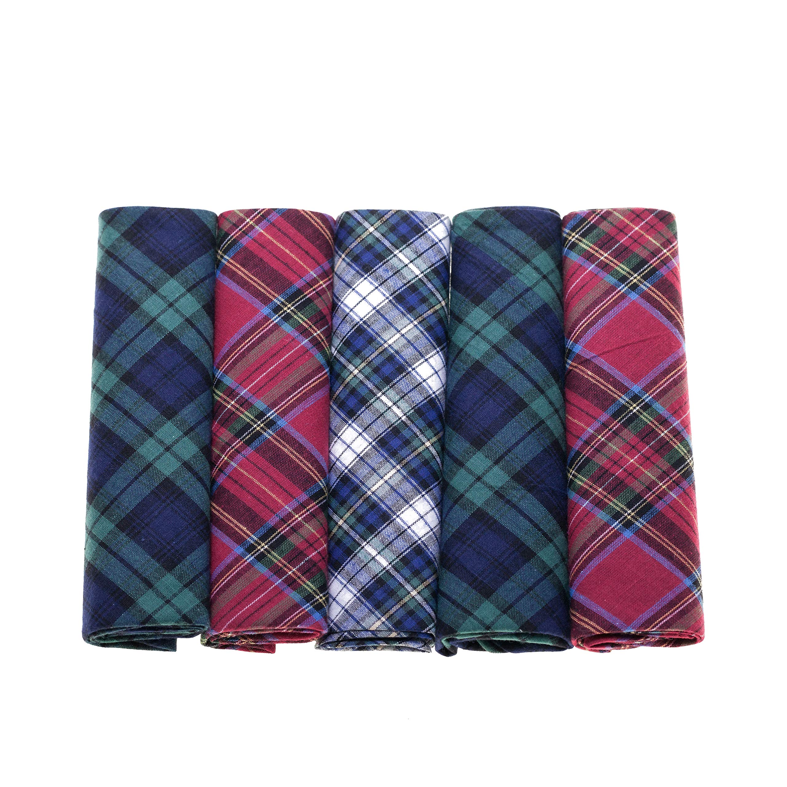 Surf The Shop Men's Tartan 100% Cotton Handkerchiefs Hankies Hankys Quality Gift 3/4/5/6/7 Boxed New (5, )