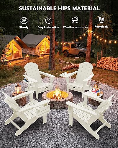 Miniatura 86 de SERWALL - Silla plegable Adirondack para patio, jardín, exterior, resistente a la intemperie, sillas para hoguera, color naranja