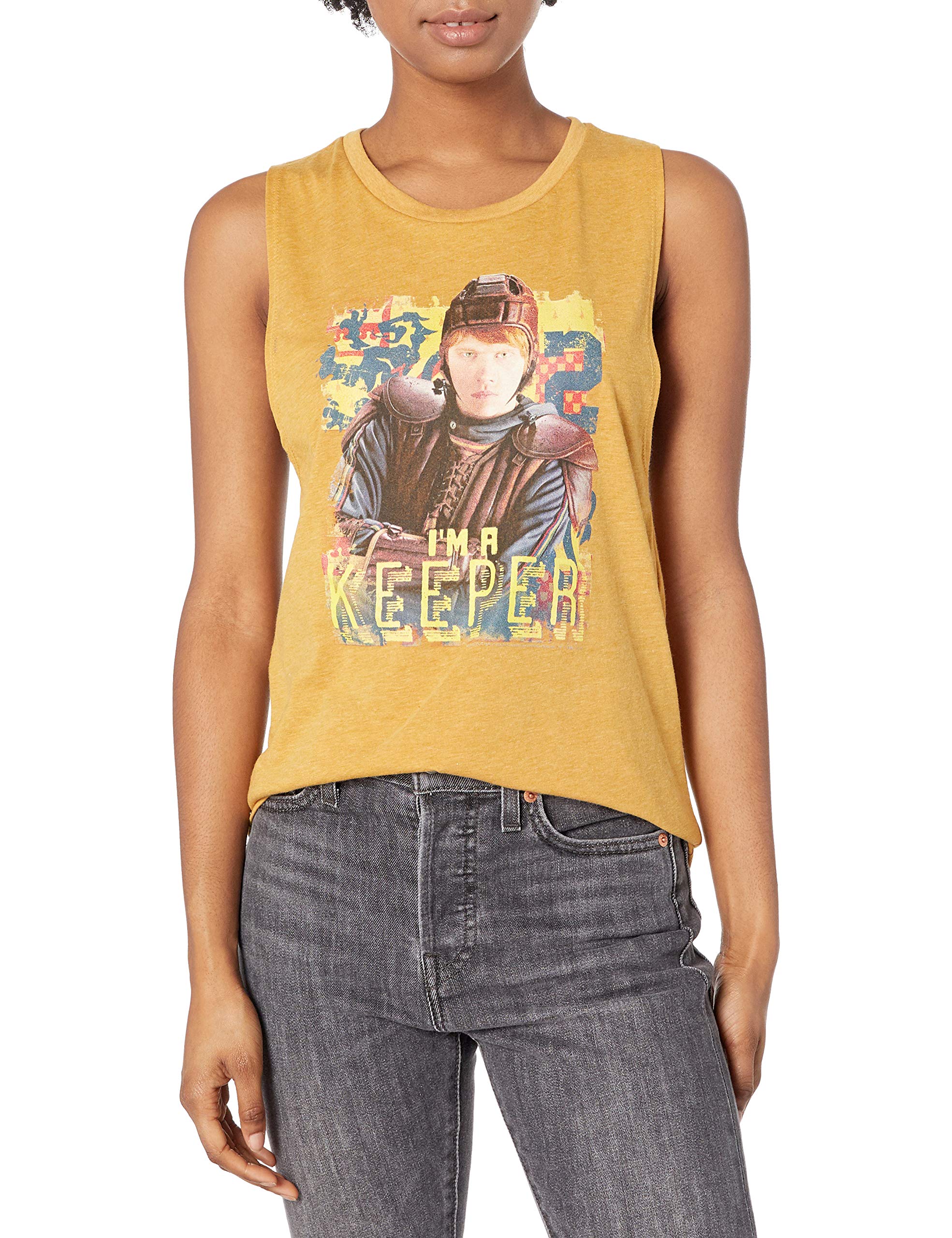 Playeras sin mangas Warner Bros camiseta para mujer dorada S de algodón 3