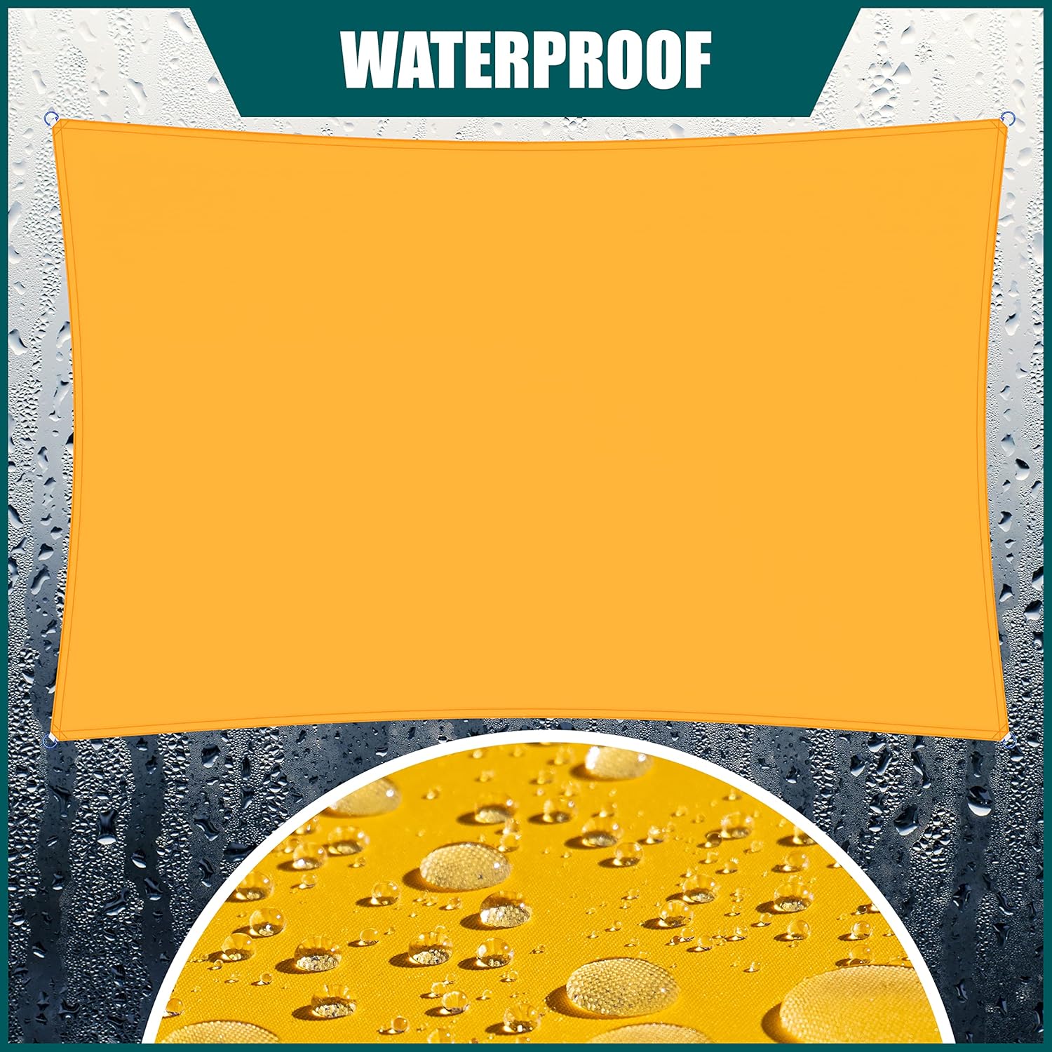 Royal Shade 12' x 20' Yellow Rectangle Waterproof Sun Shade Sail Order to Make rsTADS9 Canopy Awning, UPF50+ 98% UV Blockage Water Resistant, Outdoor Backyard Patio Garden Carport (We Customize)