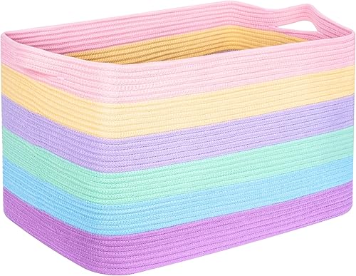 Miniatura 8 de MINTWOOD Design Cesta de almacenamiento rectangular de 22 pulgadas con asas para lavandería, toallas de piscina y zapatos, organizador de juguetes