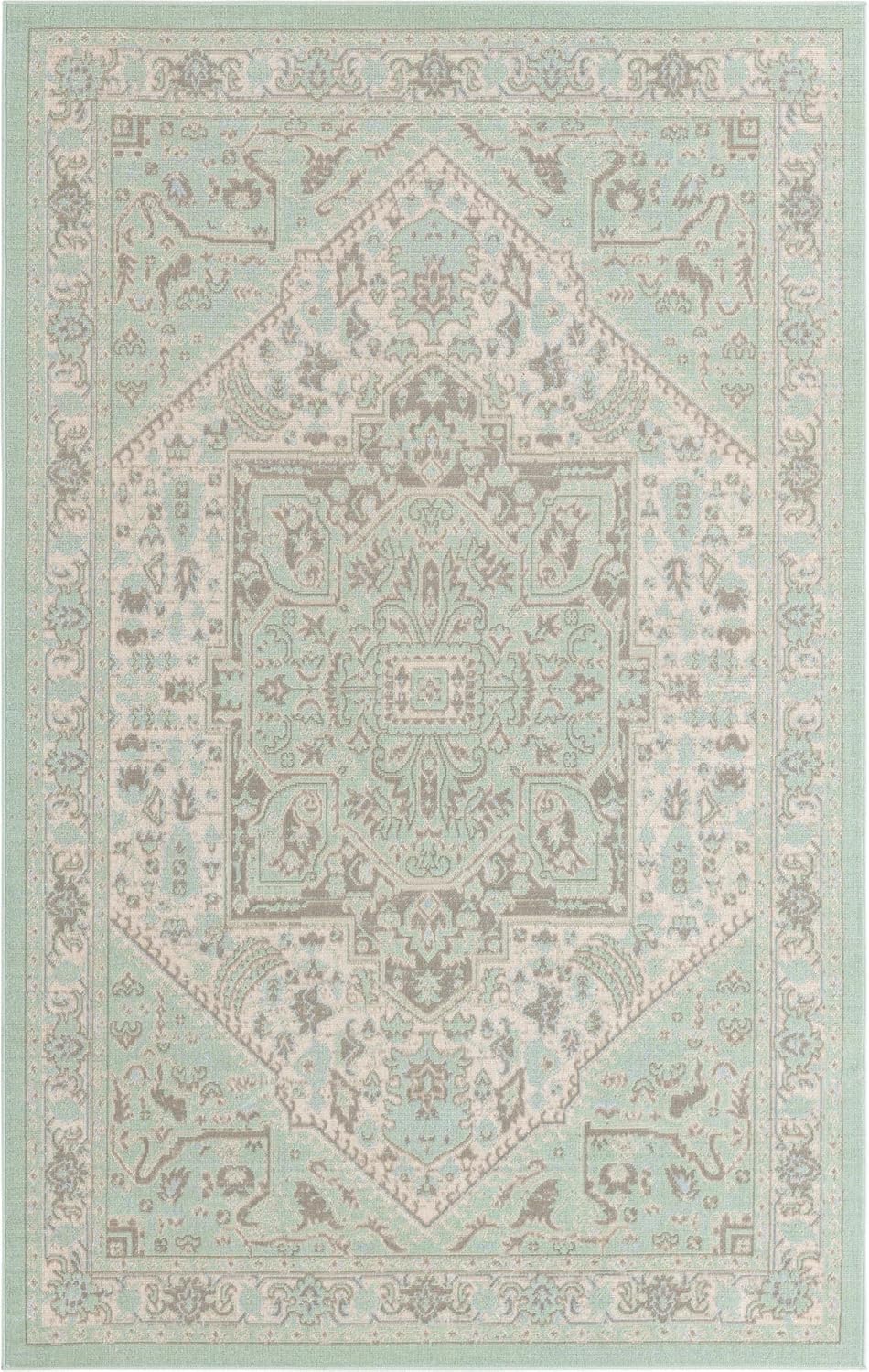 Unique Loom Whitney Collection Area Rug - Milano (4' 1" x 6' 1" Rectangle, Mint/ Ivory)