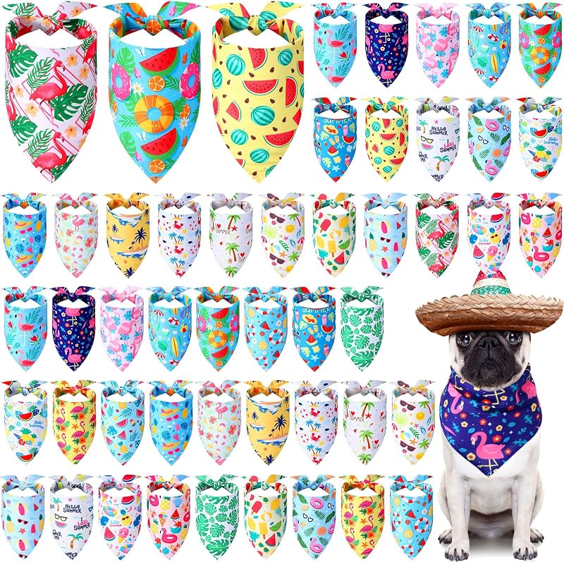 Bandana Triangular para Cães em Poliéster com Estampas de Verão Sweetude, Pacote com 50
